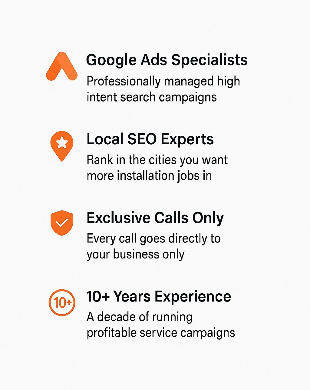 exclusive heat pump installation calls for contractors with google ads, local seo expert, 10+ years of experience